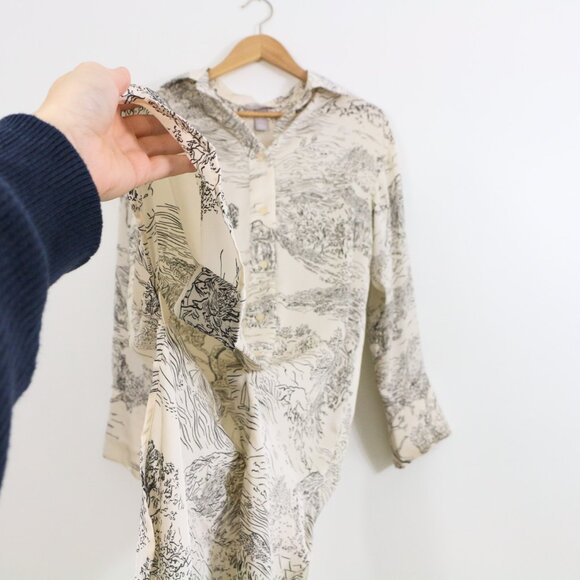 *H&M Cream Japan Print Oversized Shirt Dress - Picture 6 of 8